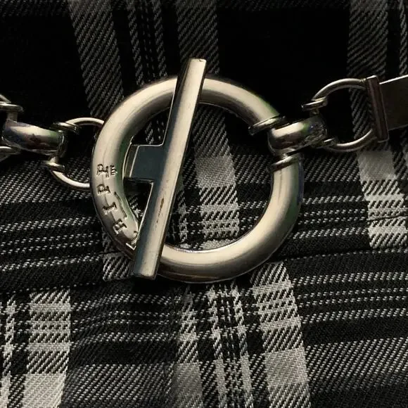 VTg Y2K Tripp NYC Black White Plaid Pleated Mini Skirt Goth Emo Punk Grunge M - Picture 7 of 10